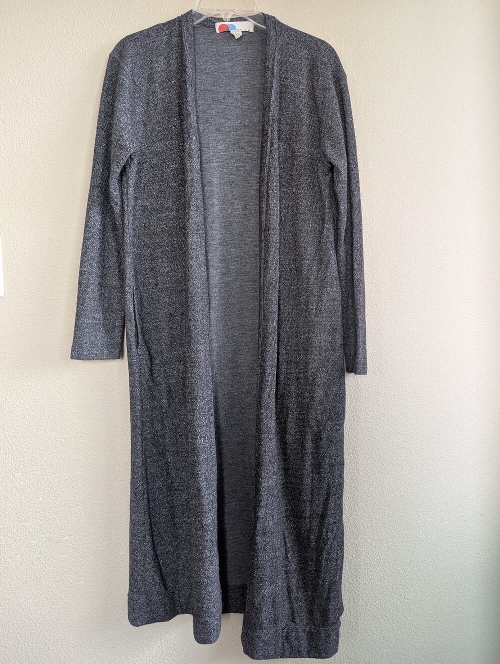 FP Beach Size XS Bicostal Long Open-Front Gray Duster Cardigan